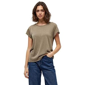 Minus Dames Carlina Knit Tee T-shirt, Wood Smoke Lurex, XL