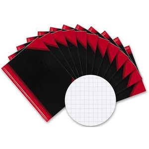 Bantex notitieboek A7 geruit, 96 vellen, 70 g/m², zwart, 12 stuks