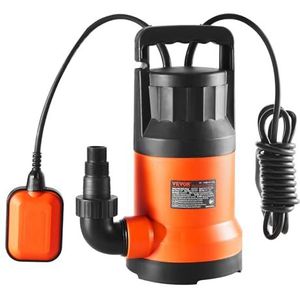 VEVOR Vuilwaterpomp, 400 W, 9500 l/u hoge doorstroom, 7,9 m pomphoogte, dompelpomp, draagbare waterpomp met 3 m lang netsnoer voor het wegpompen van water uit zwembad, tuinvijver, kelder