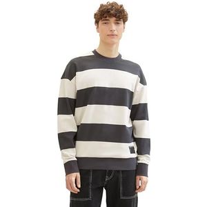 TOM TAILOR Denim Sweatshirt voor heren, 35101 - Coal Grey Beige Big Stripe, XL
