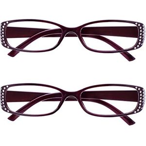 De leesbril bedrijf zwart en paars diamant stijl lezer waarde 2-pack designer stijl vrouwen vrouwen RR93-5 +3,00