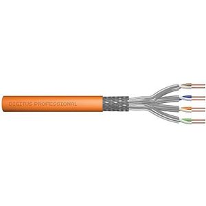 DIGITUS 50 m Cat 7 Netwerkkabel - S-FTP (PiMF) Simplex - BauPVO Dca - LSZH Halogeenvrij - 1200 MHz Koper AWG 23/1 - PoE+ Compatible - LAN Kabel Installatie Kabel Ethernet Kabel - Oranje