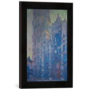 Ingelijste afbeelding van Claude Monet La cathedrale de Rouen. Le portail et la Tour Saint-Romain, Effet du Matin, kunstdruk in hoogwaardige handgemaakte fotolijst, 30 x 40 cm, mat zwart