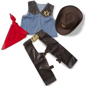 Melissa & Doug Cowboy Role Play Costume Set (5 pcs) - Includes Faux Leather Chaps