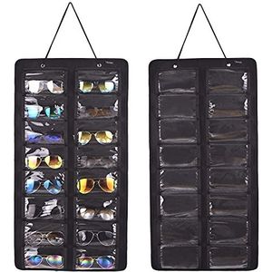 RZMAYIS Zonnebrillenorganizer, 16 sleuven opslag aan de muur gemonteerde hangende zonnebril organizer (stofdicht zwart)