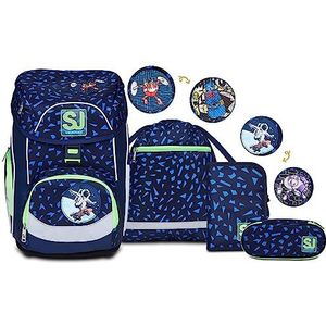 Schoolset SJ GANG UPDOWN BOX - SHIFTY SPOTS - schoolrugzak met meerdere vakken, ergonomisch, inclusief etui en schoolpenhouder met organizer en sporttas, Blauw, Eén maat, Casual