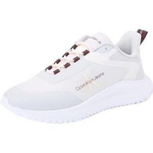 Calvin Klein Jeans Heren EVA Runner Low LACE ML Mix YM0YM00968 Sneakers, Wit (O Paddestoel/Bittere Chocolade/Wit), 10.5 UK, Witte O Mushroom Bittere Chocolade Wit, 43 EU