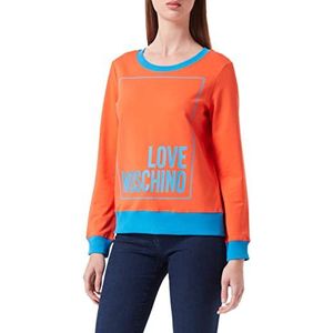 Love Moschino Dames Logo Box Print and Color Contrast Ribs Sweatshirt, roodblauw., 42
