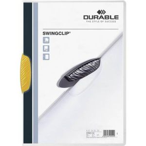 Durable 226004 klemmap Swingclip, PP, tot 30 vel A4, geel, verpakking van 25 vel,