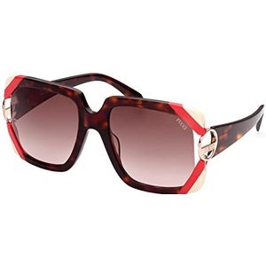 Emilio Pucci Unisex zonnebril, Shiny Red Havana / Gradient Brown Lenses, 57