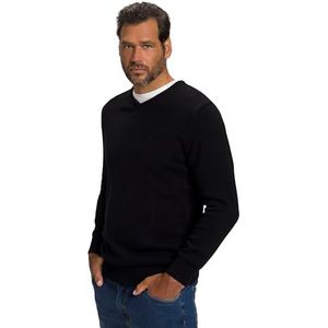 JP 1880 Heren grote maten grote maten Menswear L-8XL trui, basic vorm, V-hals, katoen 723418, zwart, XXL