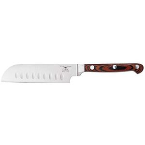 Rockingham Forge RF-8046 Santoku mes 5 inch lemmet van roestvrij staal – klassiek geklonken handvat van pakkahout, Japans mes