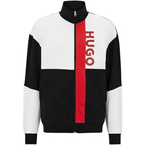 HUGO Colorblock Jacketzip Loungewear_Jacket heren, Kleur: zwart., M