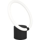 EGLO Tafellamp Caranacoa met LED ring, minimalistisch nachtlampje, nachtlamp zwart metaal en wit kunststof, tafel lamp voor woonkamer en slaapkamer, warm wit