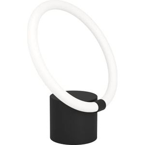 EGLO Tafellamp Caranacoa met LED ring, minimalistisch nachtlampje, nachtlamp zwart metaal en wit kunststof, tafel lamp voor woonkamer en slaapkamer, warm wit
