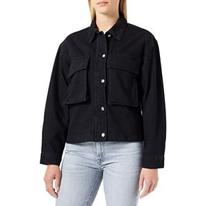 TRENDYOL Dames Regular Basic Plain Denim Jas Coat, Zwart, XS, zwart, One Size