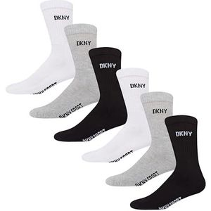DKNY Sportsokken voor heren, set van 6 in zwart/wit/grijs, Zwart, 41-45 EU