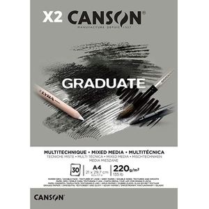 Verpakking 2 - klemblok A4 30H Canson Graduate Mix Media fijn 220 g grijs