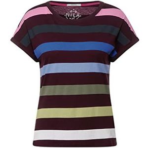 Cecil Dames B317972 gestreept shirt Multicolor, Berry Juice red, S