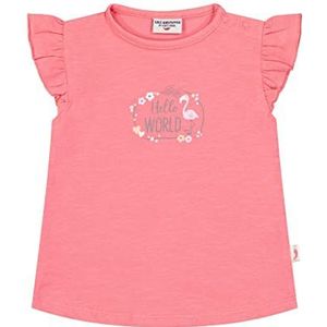 SALT AND PEPPER Babymeisjes S/S HelloWorldPrint T-shirt, flamingo roze, normaal, roze (flamingo pink), 80 cm