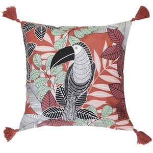 douceur d'intérieur, Wallis Kussenhoes (40 x 40 cm), bedrukt katoen, roze