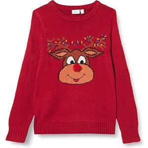 NAME IT Unisex Nknrichristmas Ls Knit Pullover, jester rood, 116 cm