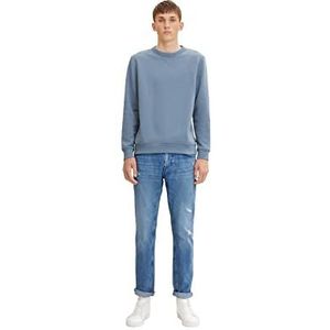 TOM TAILOR Denim Heren 1032754 Aedan Straight Jeans, 10122-Destroyed Light Stone Blue Denim, 30W / 36L