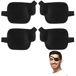 Afzonderlijk oogmasker, 4 stuks, driedimensionaal elastisch, verstelbaar oogmasker, piratenooglapje, oogvlekken, enkel oog-patch, enkel oogmasker voor volwassenen en kinderen