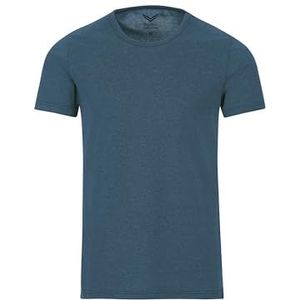 Trigema Heren slim fit t-shirt 602201, eenkleurig, Gr. Large, blauw (denim melange 643)