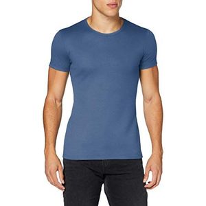 Trigema Heren slim fit t-shirt 602201, effen kleur, maat X-Small, blauw (denim melange 643)