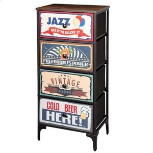 AKTIVE - 18401 - Ladekast - Vintage - Staal - 4 Laden
