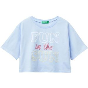 United Colors of Benetton T-shirt voor meisjes en meisjes, Blauw, 130
