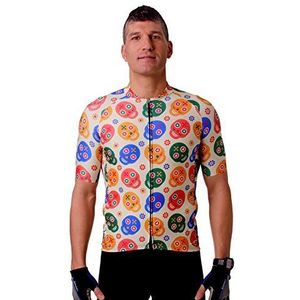Hoopoe Skully Fietsshirt voor dames en heren, wielrennen, fietsshirt, korte mouwen, geel #Skully maten (XS tot XL)