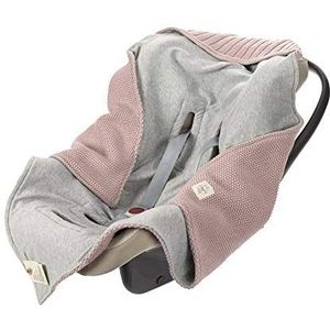 LÄSSIG Baby gebreide deken voor autostoel autostoel deken inslagdeken babyzitje 100% biologisch katoen GOTS dusky pink