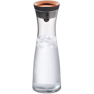 WMF Basic Waterkaraf 1.0L koper, Glas, CloseUp sluiting, Ingebouwde zeef, eenvoudig te vullen, Druppelvrij schenken, Inhoud 1 liter