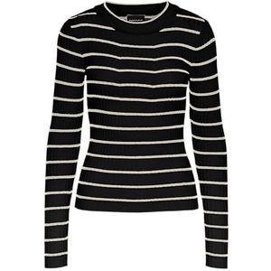 PIECES Dames Pccrista Ls O-Neck Knit Noos Bc Pullover, Zwart/Stripes: berk smal, XS