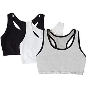 Fruit of the Loom Tankstyle Cotton Bra Sportbeha, ondoorzichtig (verpakking van 4 stuks), grijs met zwart/wit/zwart, 42