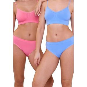 Billet Doux Set van 2 slips-Zen Attitude-blauw, Cornflower + Sunkist Coral, 36-38