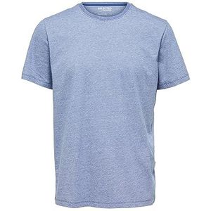 Selected Homme T-shirt met korte mouwen voor heren, Limoges/Stripes: helder wit, L