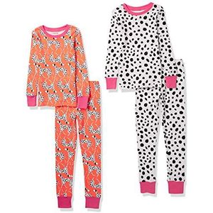 Amazon Essentials Katoenen pyjama voor kinderen, uniseks, set van 2 stuks, katoenen pyjamaset, witte dalmatiëring, 8 stuks