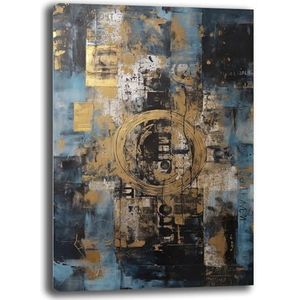 Moderne afbeelding, woonkamer, verticaal, abstract, industrieel, blauw goud, moderne muurschilderingen, XXL, grote print op canvas, wanddecoratie, slaapkamer, keuken, 8, 30 x 40 cm