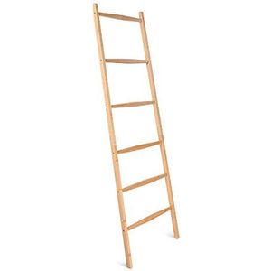 Navaris Multifunctionele Bamboe Handdoeken Ladder - 6 Treden voor Handdoeken, Kleding, Beddengoed - Voor Slaapkamer, Badkamer - Handdoek Standaard