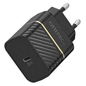 OtterBox USB-C PD EU Wandoplader 20W, snelle oplader voor smartphone en tablet, getest op vallen, robuust, ultraduurzaam, Zwart