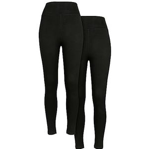 Urban Classics Damen Leggings Ladies High Waist Jersey Leggings 2-Pack black+black L