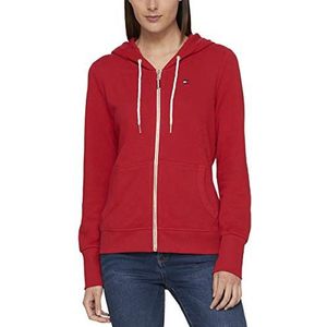 Tommy Hilfiger Hoodie met ritssluiting voor dames - Klassiek sweatshirt voor dames met trekkoord en capuchon, Scharlaken, XXL