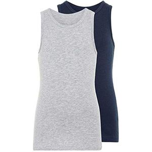 NAME IT Onderhemd voor baby's, jongens, verpakking van 2 stuks, meerkleurig (Grey Melange Grey Melange), 92 cm