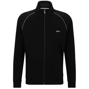 BOSS Mix & Match Jacket Z herenjack van stretchkatoen met ritssluiting en logo-detail, zwart 1, M