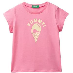 United Colors of Benetton T-shirt voor meisjes en meisjes, Roze, 2 anni