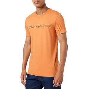 Calvin Klein Jeans Mannen Institutionele Logo Slim Tee S/S T-shirts, Verbrande Klei/Donkere Kastanje, XXL