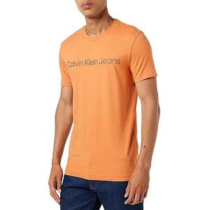 Calvin Klein Jeans Mannen Institutionele Logo Slim Tee S/S T-shirts, Verbrande Klei/Donkere Kastanje, M